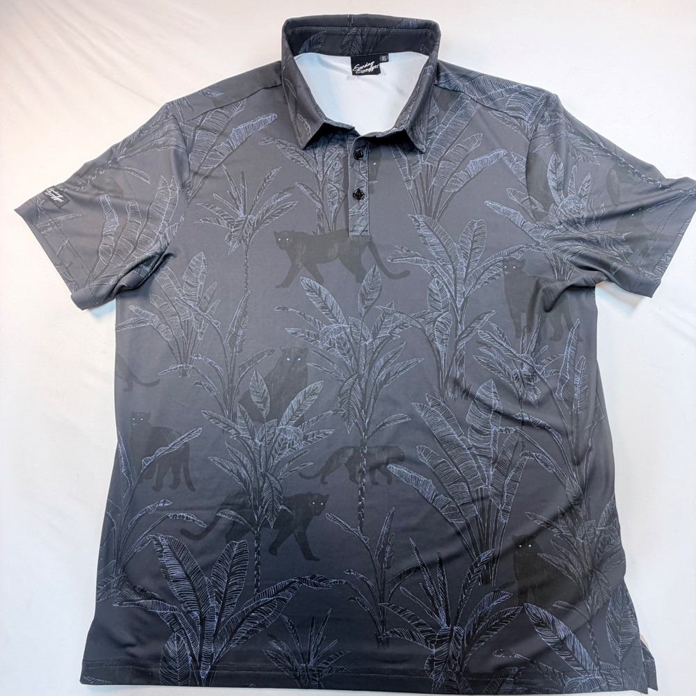 Sunday Swagger Stealth Polo Shirt Mens XL Gray Panther Jungle Golf UPF 40